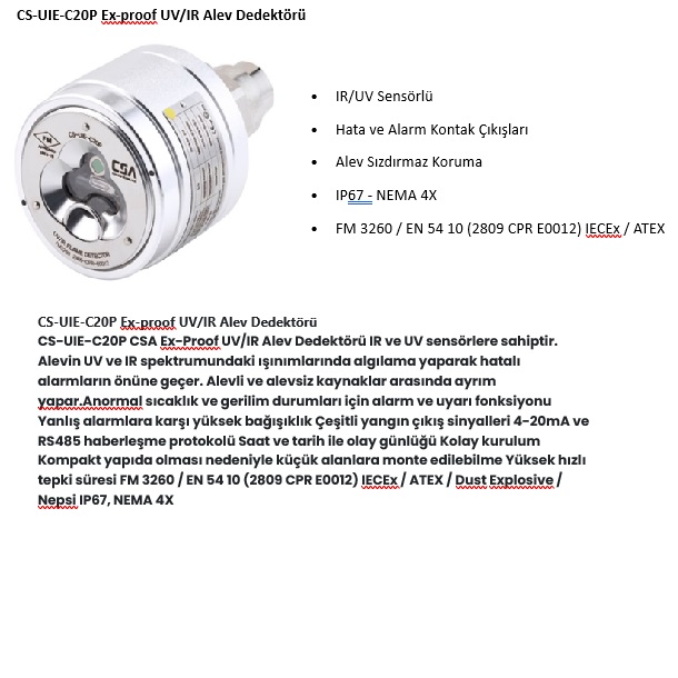 CS UIE C20P Ex proof UV IR Alev Dedektörü